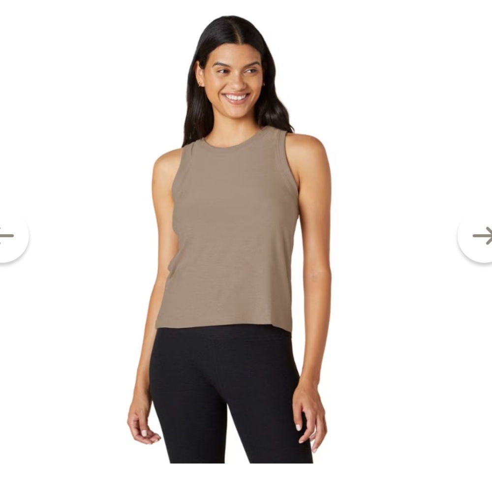 Beyond Yoga SMALL Featherweight Rebalance Tank - Birch (Beige)